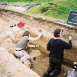 Sampling the Bronze Age layers in the sand at Godrevy Warren in 2005