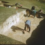 Revealing Bronze Age Plough marks in the sand in 1960 on Godrevy Warren